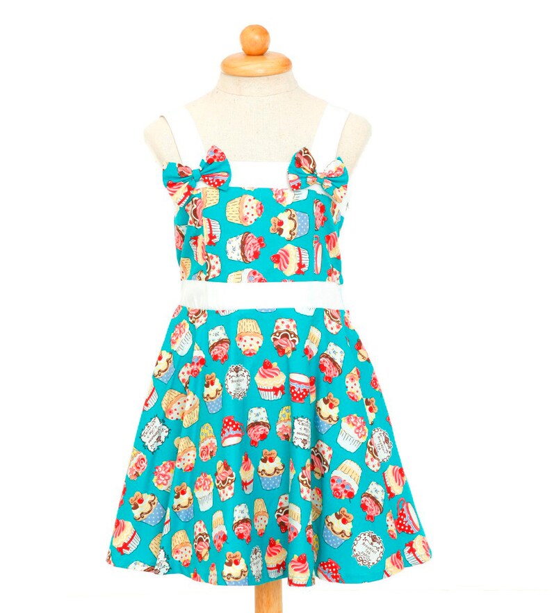 Cupcake Dress Girls Dress Birthday Party Dress Teal Dress Toddler Dress Sweet Girl Dress Fairy Dress Cute Dress Kawaii Dress