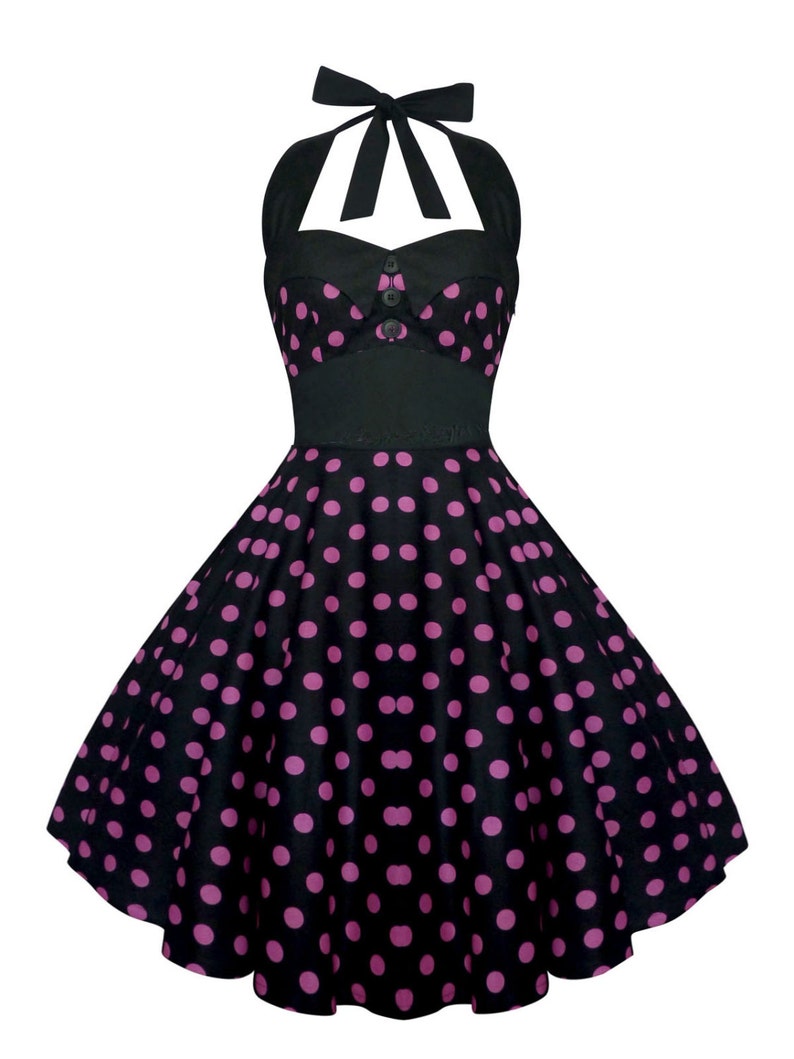 Polka Dot Dress Black Pink Dress Pin Up Dress Rockabilly Dress Etsy