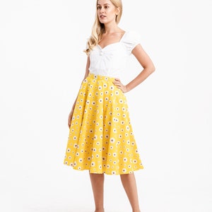 Daisy Flower Skirt Circle Skirt Yellow Skirt Black Skirt Swing - Etsy