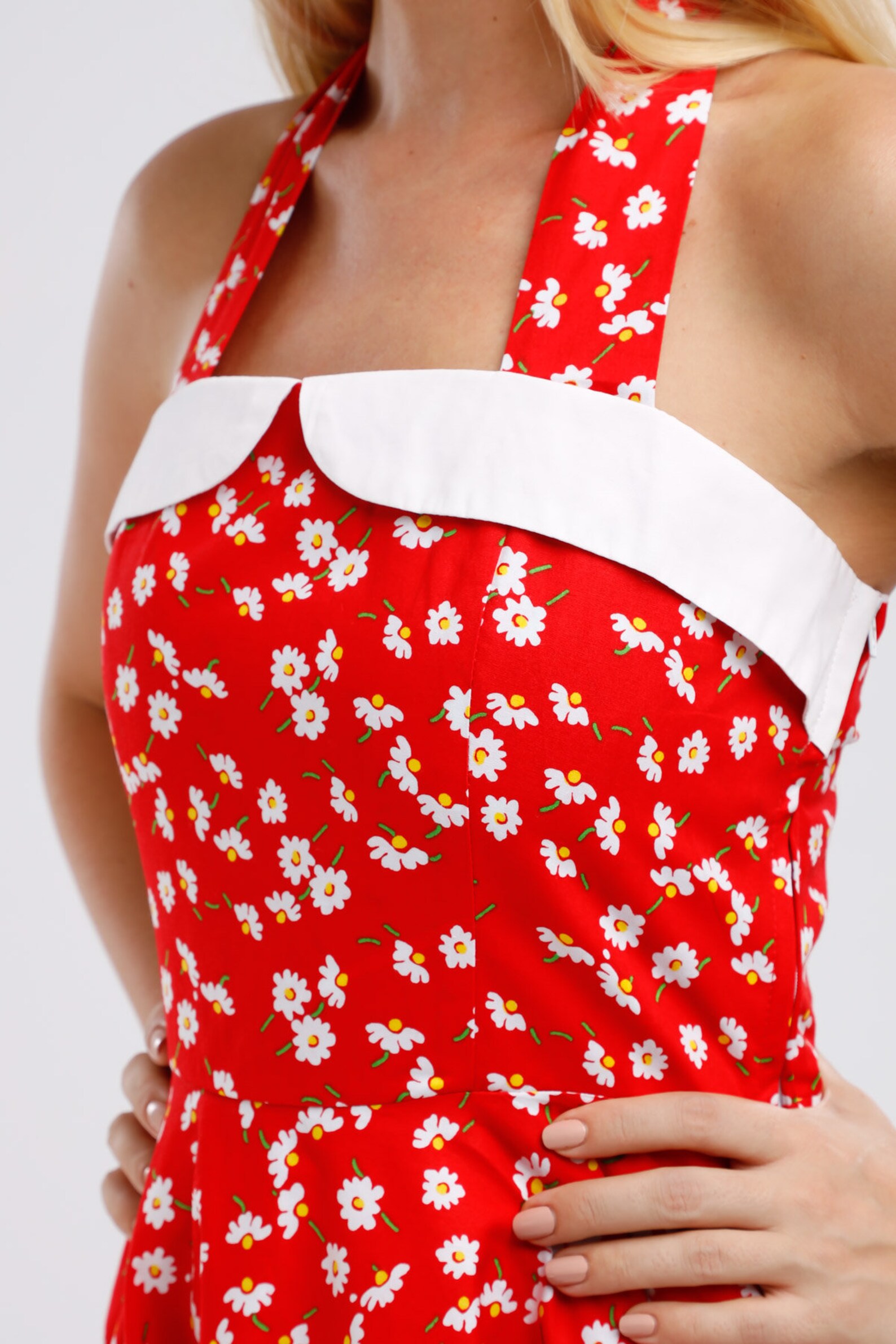 Summer Dress Red Daisy Flower Dress Spring Dress Floral Etsy