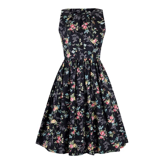 Vintage Dress Floral Dress Keyhole Dress Black Flower Dress | Etsy