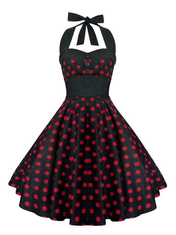 red dress with black polka dots