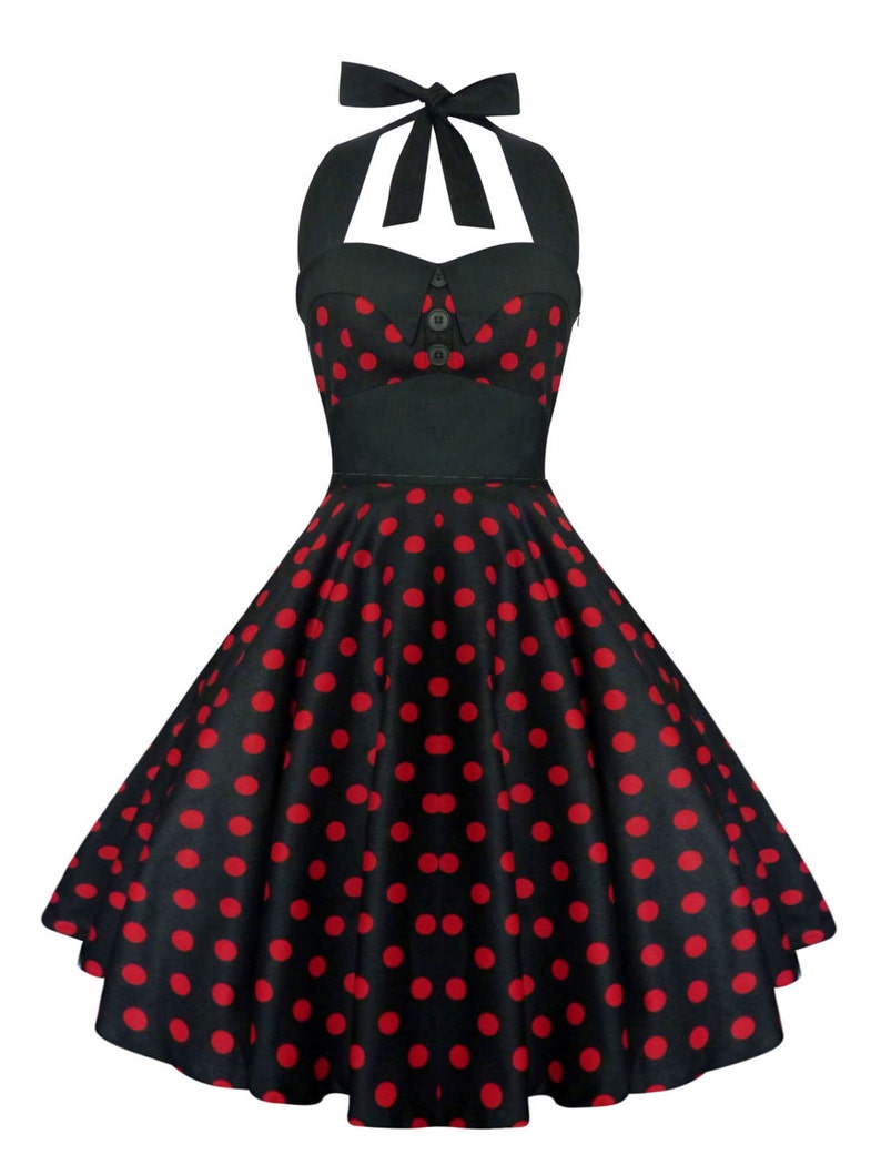 Black Polka Dot Dress Red Polka Dot Halloween Dress Vintage | Etsy
