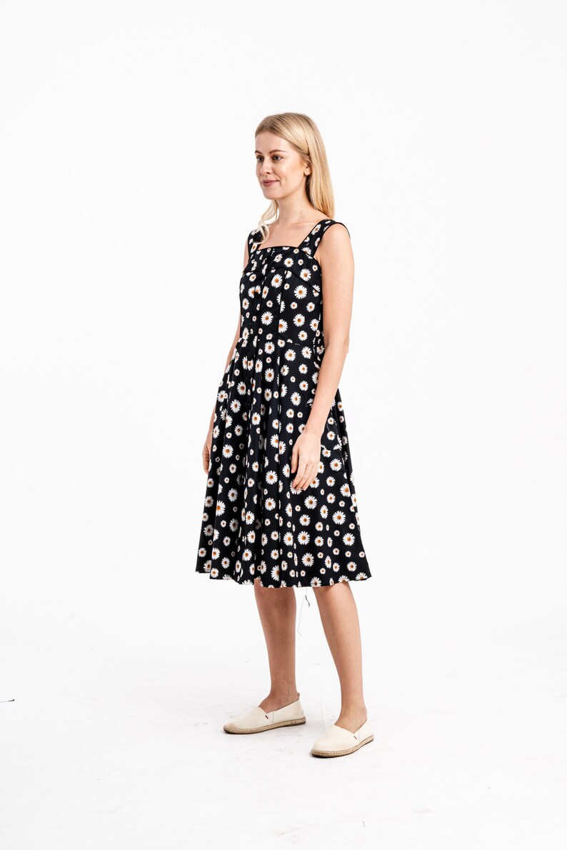 Black Daisy Flower Dress Daisy Dress Summer Dress Vintage Etsy