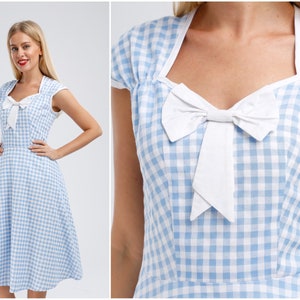 Blue Gingham Dress Checkered Dress Summer Dress 50s Party Dress Picnic Dress Retro Dress Pin Up Dress Rockabilly Dress Vintage Style Dress