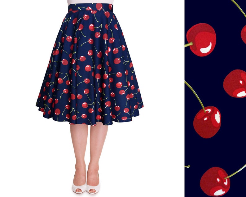 Vintage Skirts | Retro, Pencil, Swing, Boho Red Cherry Skirt Cherries Women Circle Skirt Summer Skirt Vintage Midi Skirt Pin Up Clothing Rockabilly Skirt 50s Retro Swing Party Dress $29.90 AT vintagedancer.com