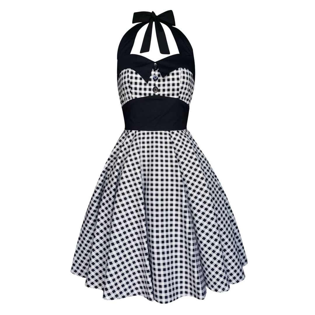 Gingham Dress Plaid Dress Black White Checker Dress Vintage Dress Rockabilly Dress Pinup Dress 50s Swing Retro Party Dress Steampunk Dress Etsy UK