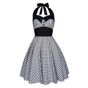 Gingham Dress Plaid Dress Black & White Checker Dress Vintage Dress ...