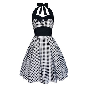 Gingham Dress Plaid Dress Black & White Checker Dress Vintage Dress Rockabilly Dress PinUp Dress 50s Swing Retro Party Dress Steampunk Dress