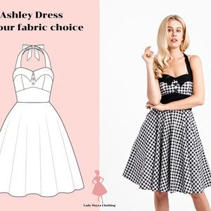 ASHLEY CUSTOM MADE Dress in Your Choice of Fabric! Gothic Dress Pinup Dress Retro Dress Swing Dress Rockabilly Dress 50s Dress Summer Dress