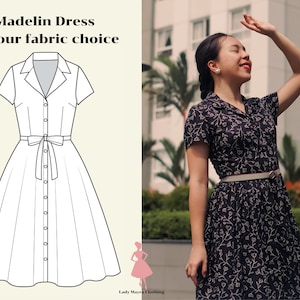 MADELIN CUSTOM MADE Dress in Your Choice of Fabric Vintage Dress Pin up Dress 50s Dress Bridesmmaid Dress Party Dress Prom Dress Plus Size