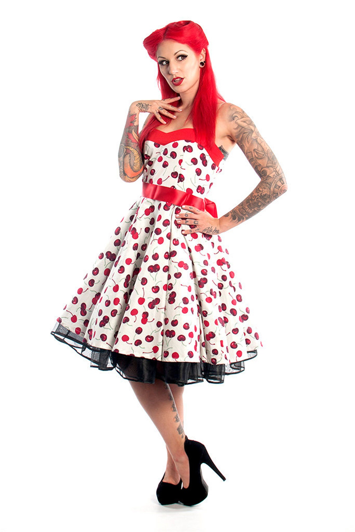 Vintage Cherry Belted Dress