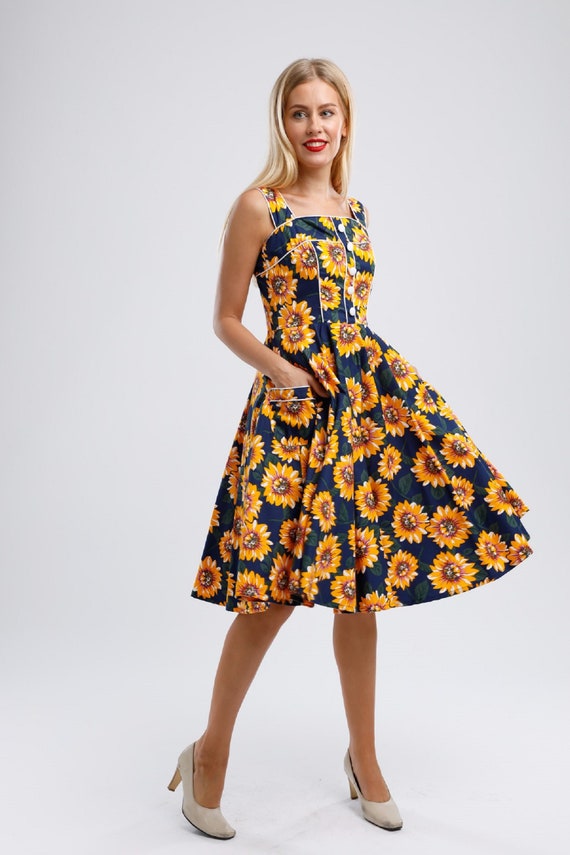 EMMA Sunflower Dress Summer Dress Sundress Floral Dress Floral