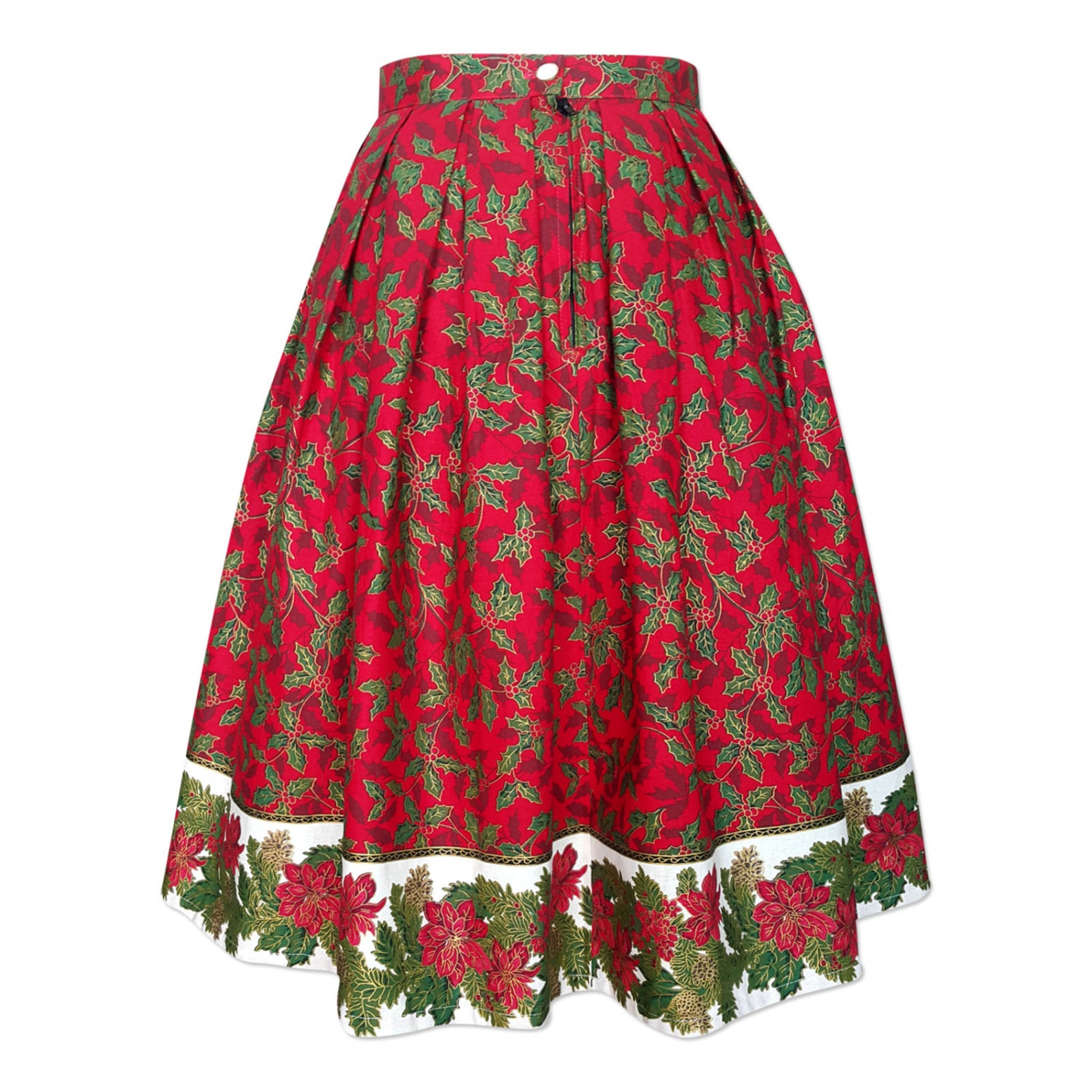 Red Christmas Skirt Christmas Tree Skirt Pleated Skirt Midi  Etsy UK