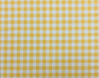 Yellow Gingham Fabric 100% Cotton Fabric for CUSTOM ORDER or by the YARD - Floral Fabric Polka Dot Fabric Gingham Fabric Vintage Fabric Mask