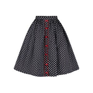 Black Polka Dot Skirt White Dot Women Gathered Skirt Rockabilly Skirt Pinup Skirt Retro Skirt Swing Skirt 1950s Party Skirt Halloween Skirt