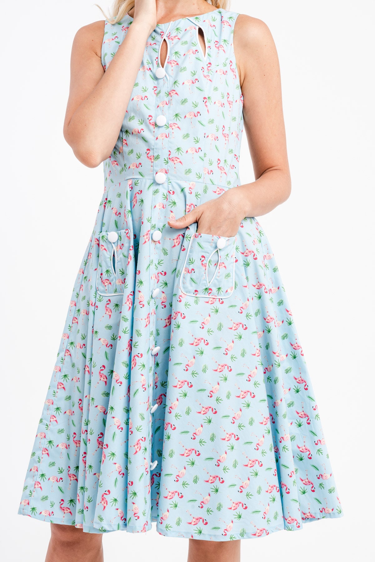 blue flamingo dress