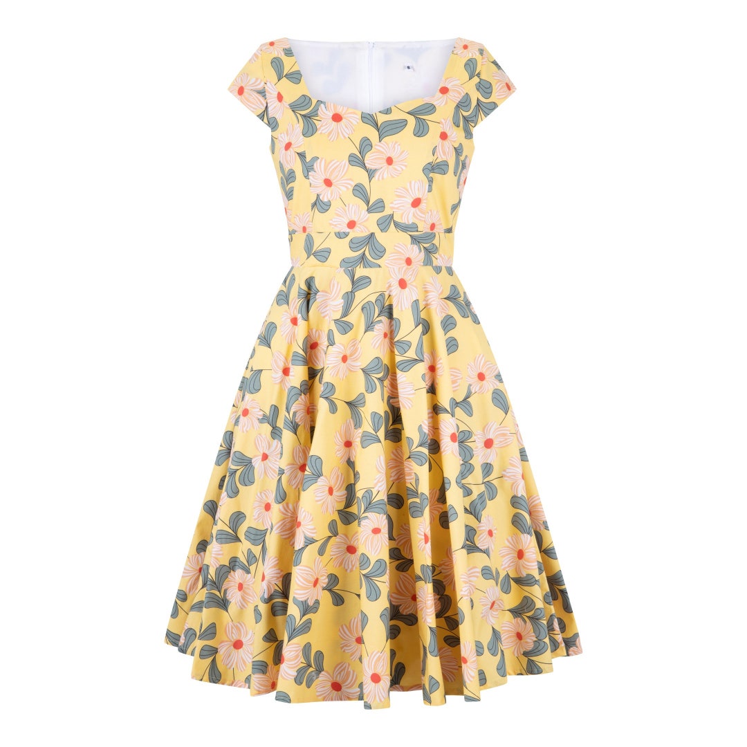 Yellow Floral Dress Vintage Dress Summer Dress Spring Dress - Etsy