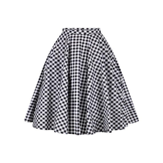 Black Gingham Skirt With Pockets Checkered Skirt Full Circle - Etsy