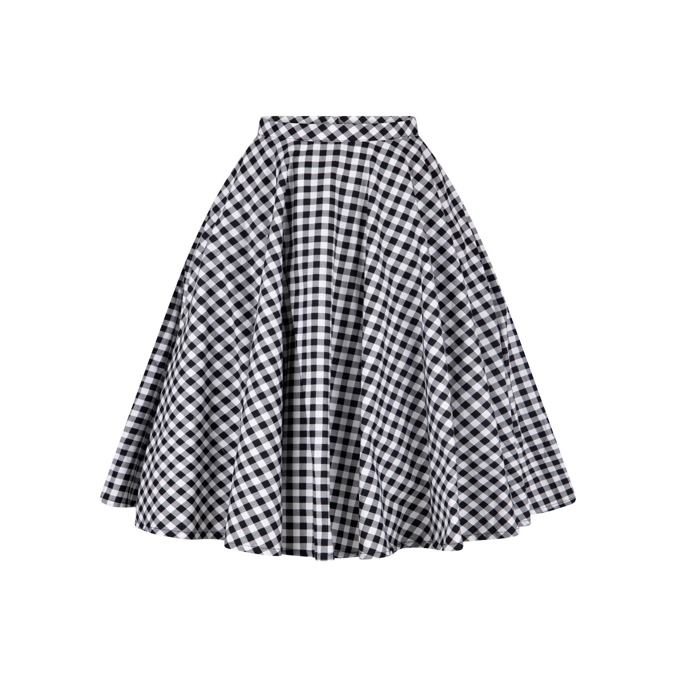 Black Gingham Skirt with Pockets Checkered Skirt Full Circle | Etsy