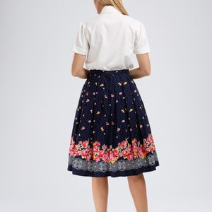 Floral Skirt Pleated Skirt With Pockets Pastel Skirt Swing Skirt Midi ...