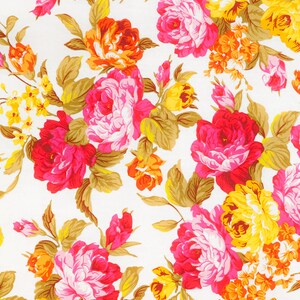 Cotton Fabric Beige Vintage Rose - By the Yard #BB0014