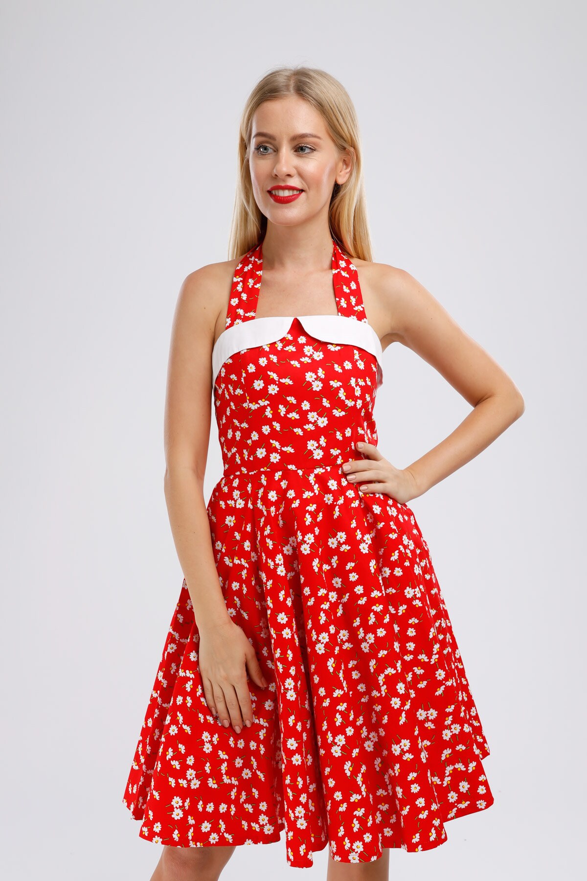 Summer Dress Red Daisy Flower Dress Spring Dress Floral Etsy