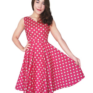 Plus Size Pink Party Dress Pink Dress Polka Dot Dress Vintage Dress Festival Dress Retro Dress Pin Up Dress Summer Dress Swing Dress