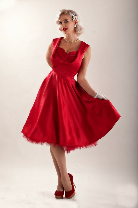 Red Christmas Dress Red Satin Dress Red Dress Red Prom Dress - Etsy  Singapore
