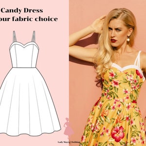 Vestido CANDY CUSTOM MADE no tecido de sua escolha! Vestido gótico vestido pinup vestido retrô vestido swing vestido rockabilly vestido 50s vestido de verão