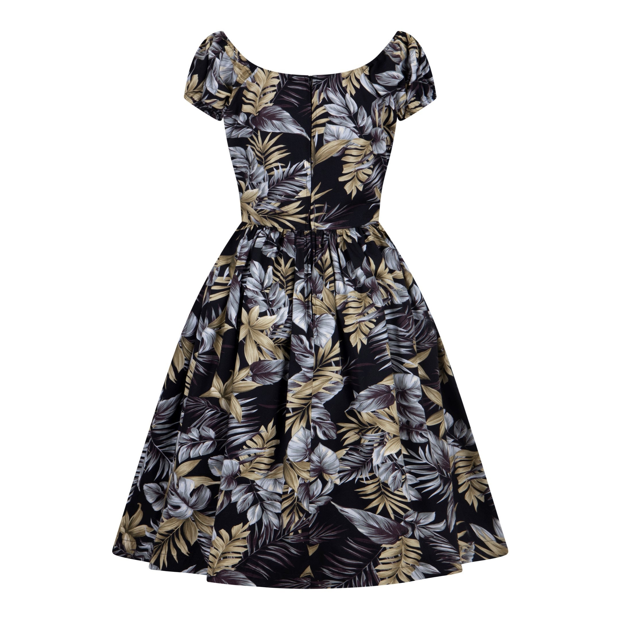 Women Summer Dress Tropical Floral Dress Palm Leaf 50s Dress | Etsy