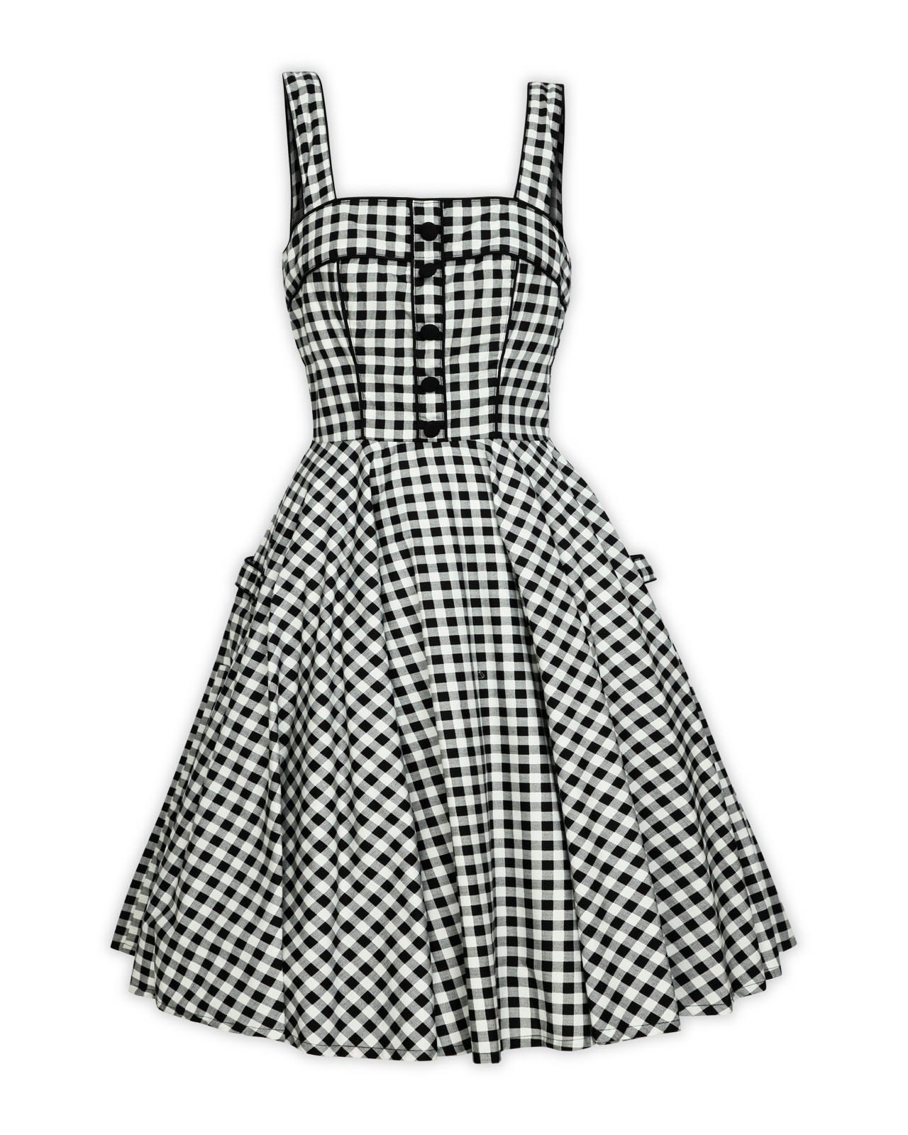 Black White Gingham Dress Checkered Dress Summer Dress Vintage - Etsy UK