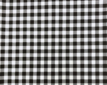 Black White Gingham Fabric 100% Cotton Fabric for CUSTOM ORDER or by the YARD - Floral Fabric Polka Dot Fabric Plaid Fabric Face Mask Fabric