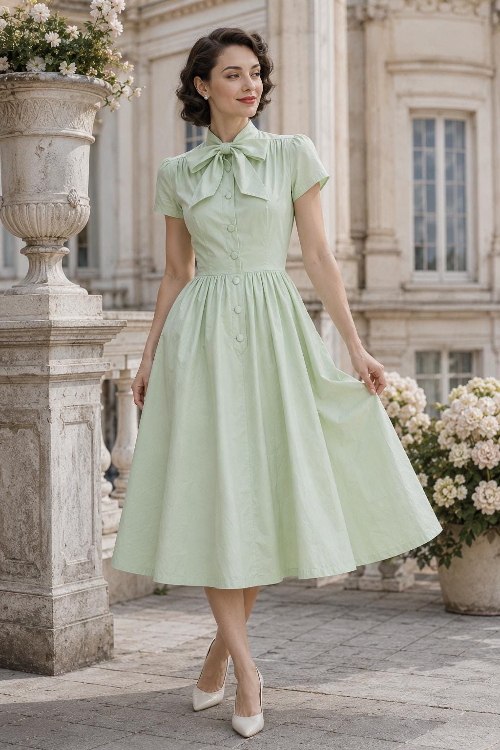pastel lime green dress Midi Wedding