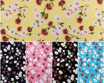 Daisy Fabric – Floral Print 100% Cotton, Medium Weight, By The Yard