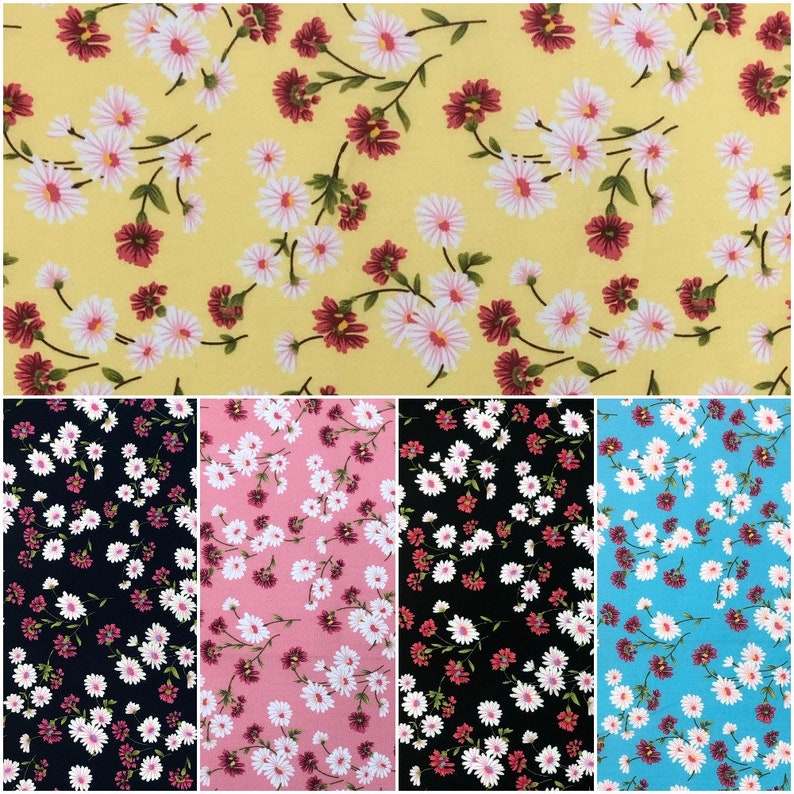 Daisy Fabric Daisies Flower Fabric 100 Cotton Fabric for Etsy