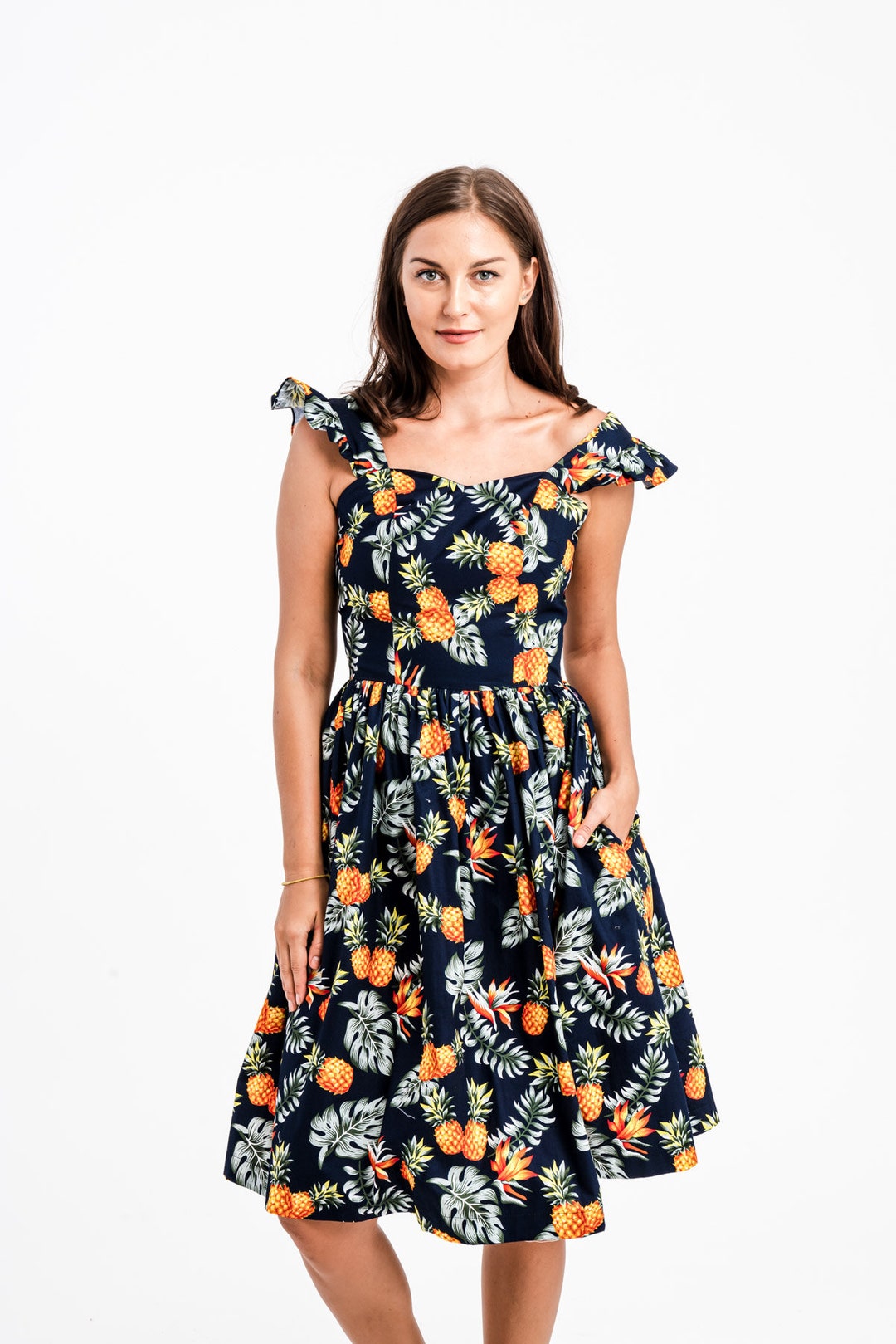 Pineapple Dress Summer Dress Sundress Beach Dress Tropical - Etsy