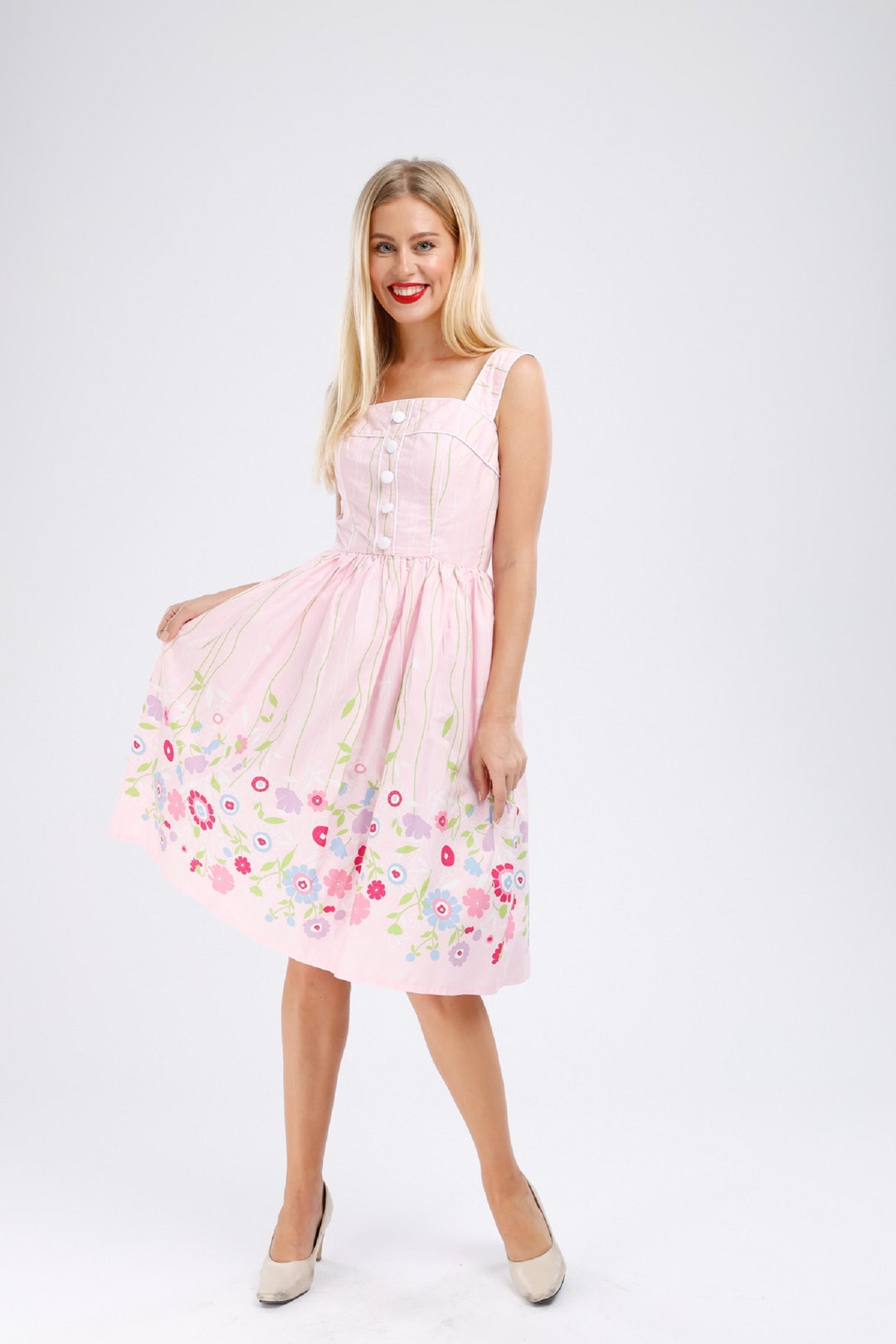 Pink Floral Dress Summer Dress Spring Dress Pink Dress Pink Etsy