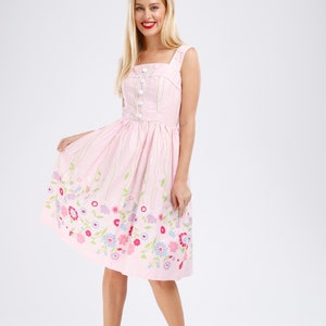Pink Floral Dress Pink Dress Floral Vintage Dress Women Summer Picnic Dress Rockabilly Pinup Dress 50s Retro Dress Party Dress Swing Dress