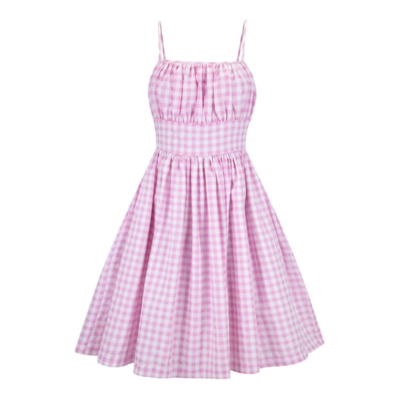 Pink Gingham Dress Women Summer Dress Pink Checker Vintage Dress 70s Dress  Retro Dress Sundress Pin up Dress 50s Dress Pink Bridesmaid Dress -   Denmark