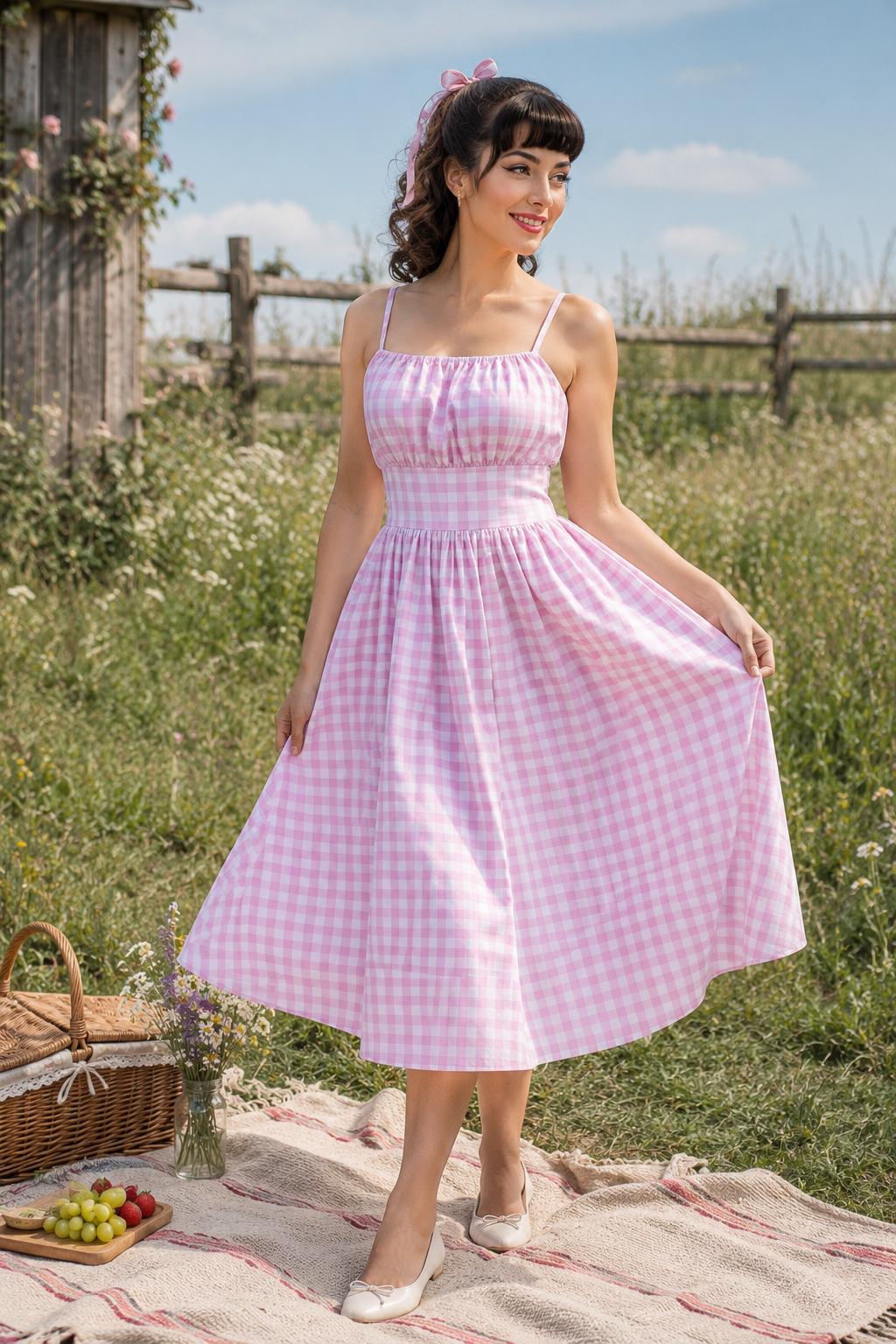 pink gingham dress You Make Me Blush S / Burst Featuring a classic pink gingham pattern Pink Gingham Dress Women Summer