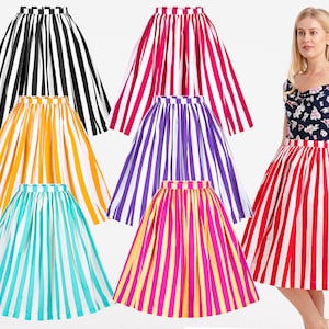 Striped Skirt Birthday Skirt Disney Skirt Stripes Skirt Gathered Skirt Halloween Skirt Pinup Skirt Retro Skirt Swing Skirt 50s Party Skirt