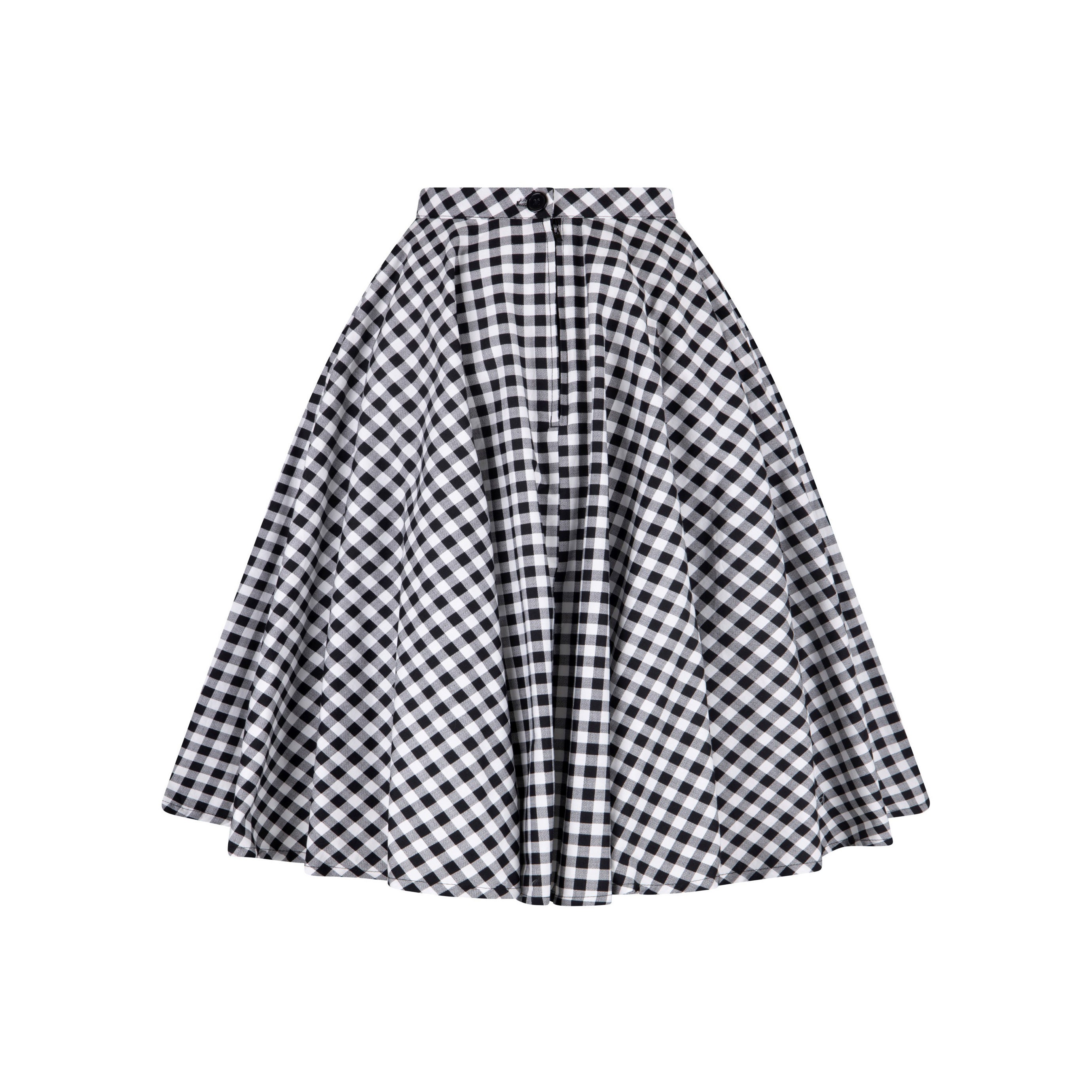 Black Gingham Skirt With Pockets Checkered Skirt Full Circle - Etsy