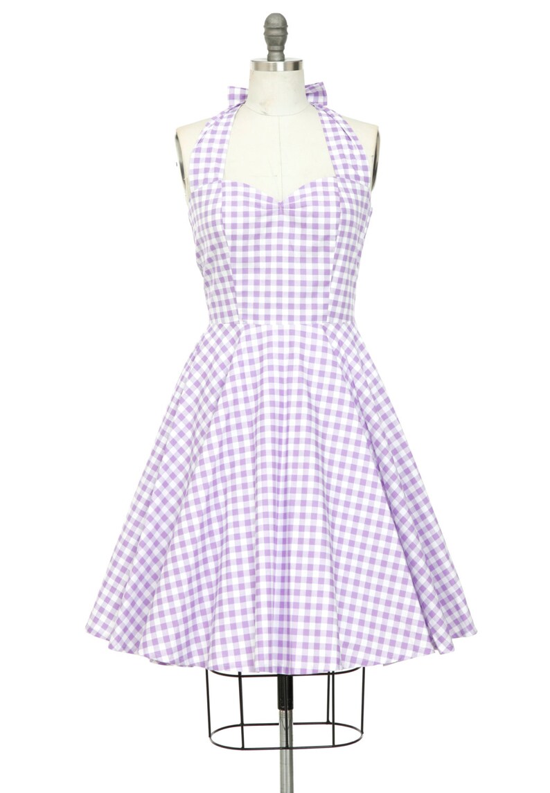 Lilac Gingham Dress Purple Checkered Dress Women Summer Dress | Etsy