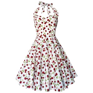 Strawberry Dress Summer Dress Women Sundress Fruit Print Vintage Dress Rockabilly Pin Up Dress 50s Retro Swing Party Dress Holiday Dress