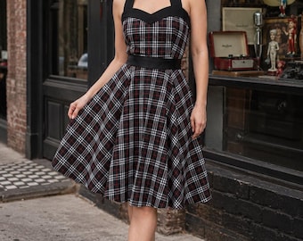 Unique Vintage Syracuse Swing Dress Cars Christmas Tree Holiday Women L Blue