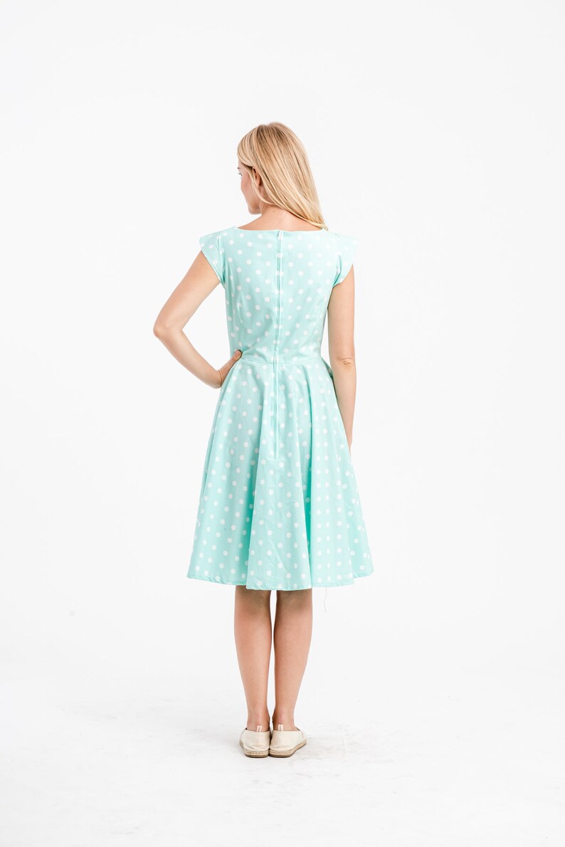 Polka Dot Dress Pastel Dress Mint Green Dress Sundress Summer Etsy