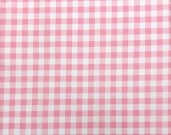 Tela de cuadros vichy rosa – 100% algodón, 44/45" de ancho