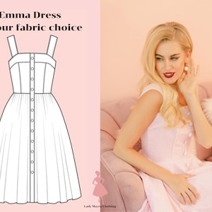 Vestido EMMA CUSTOM MADE no tecido de sua escolha! Vestido vintage vestido pinup vestido retrô vestido swing vestido rockabilly vestido de festa vestido de verão