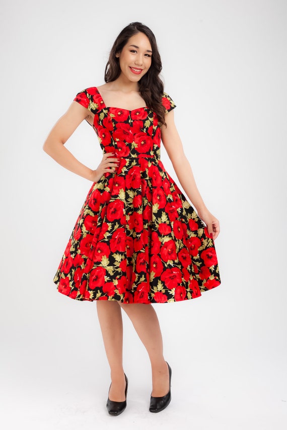 Dress Red Poppy Dress Red Floral Dress Sundress Floral - Etsy